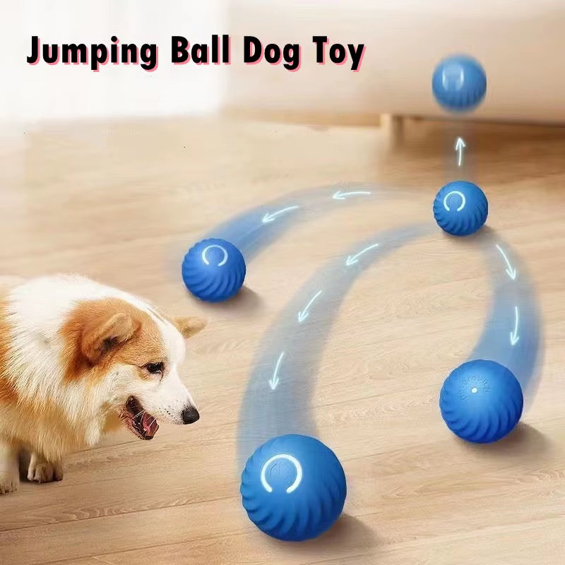 Bouncing Ball Pet Toy Smart Automatic Self Moving Ball Interactive Cat Play Toys Jumping USB Ball Bite Resistant for Dog Puppy