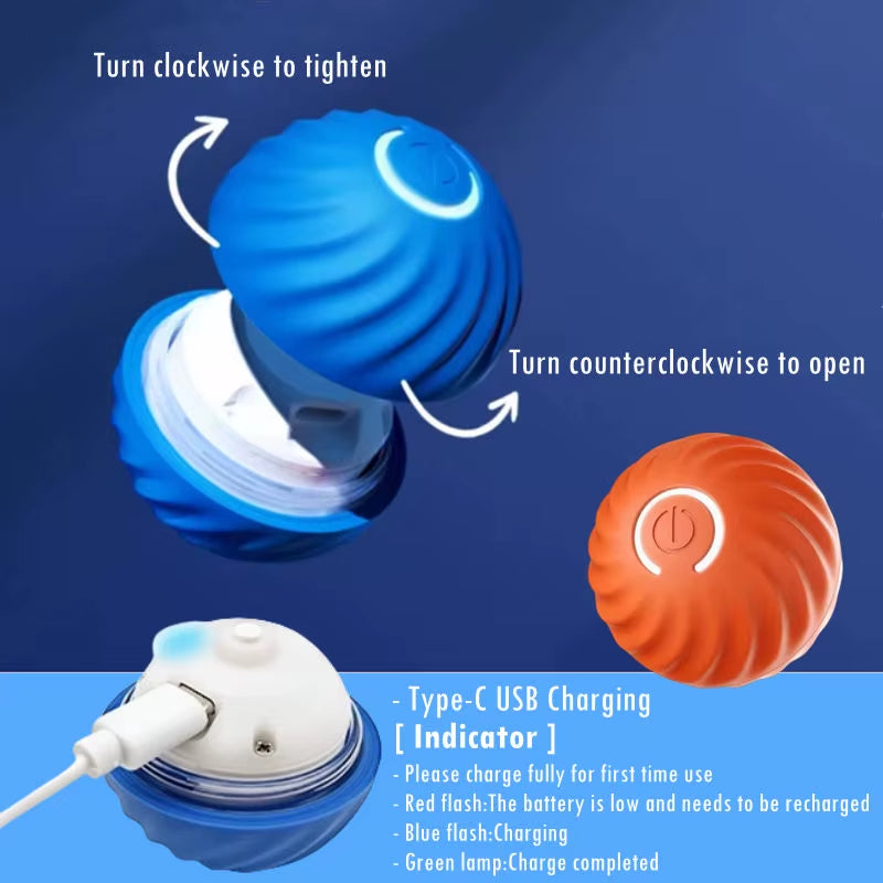 Bouncing Ball Pet Toy Smart Automatic Self Moving Ball Interactive Cat Play Toys Jumping USB Ball Bite Resistant for Dog Puppy