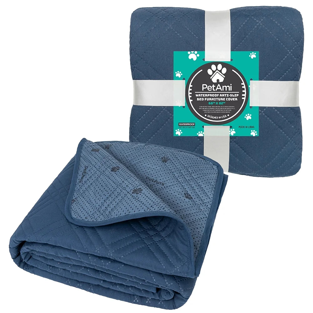 Waterproof Couch Cover for Dogs, Waterproof Pet Blanket, Reversible Furniture Cover Sofa Protector for Pet Cat Bed, Washable Waterproof Blanket Dog Cover for Couch Seat, 68X82 Blue