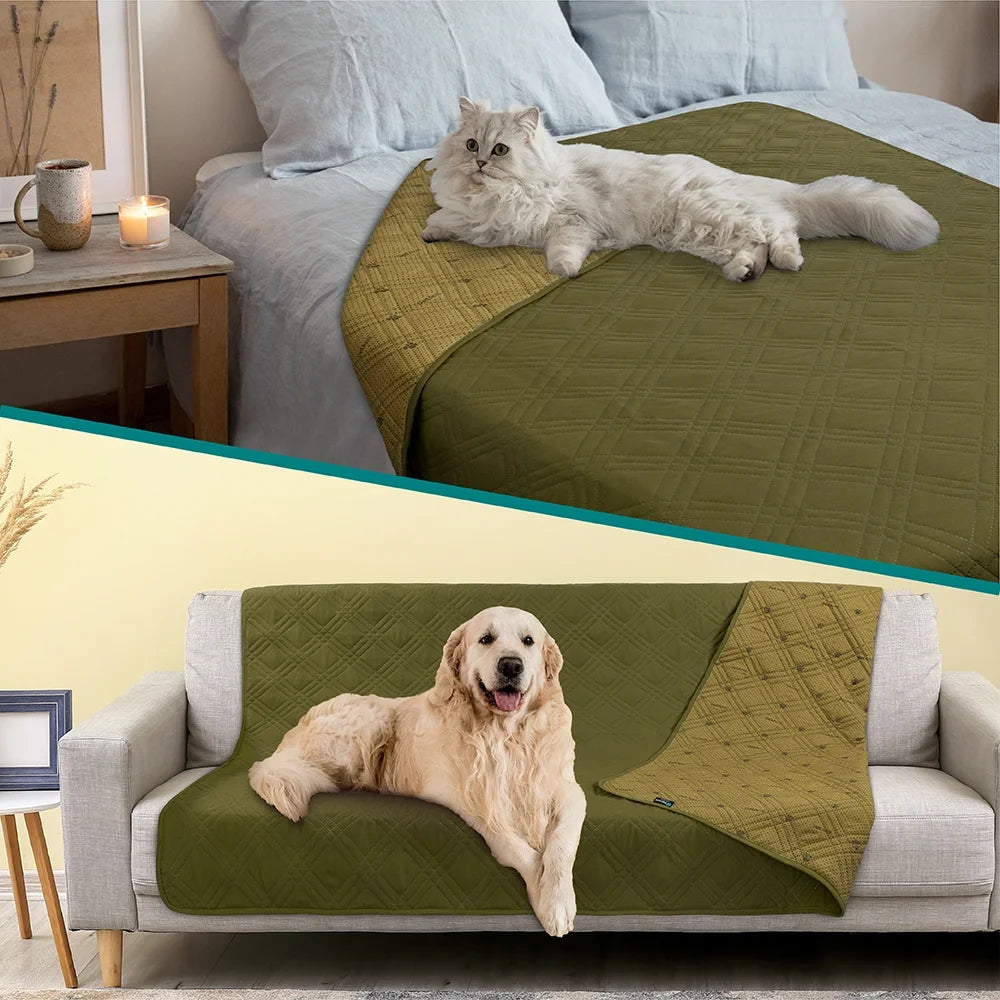 Waterproof Couch Cover for Dogs, Waterproof Pet Blanket, Reversible Furniture Cover Sofa Protector for Pet Cat Bed, Washable Waterproof Blanket Dog Cover for Couch Seat, 30X70 Green