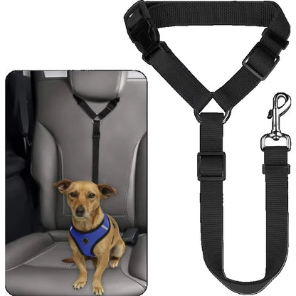 Solid Color Pet Car Seat Belt Nylon Lead Leash Backseat Safety Belt Adjustable Dogs Harness Collar Pet Accessories