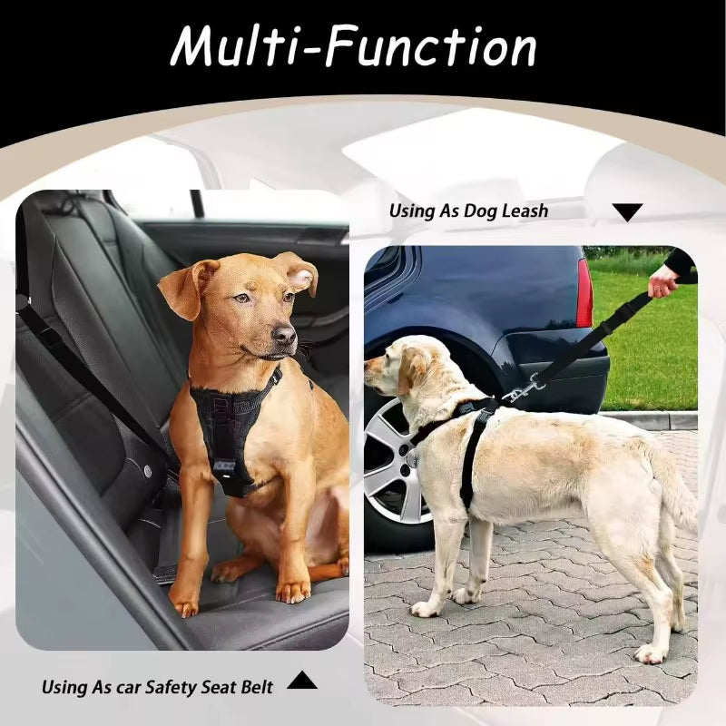 Solid Color Pet Car Seat Belt Nylon Lead Leash Backseat Safety Belt Adjustable Dogs Harness Collar Pet Accessories